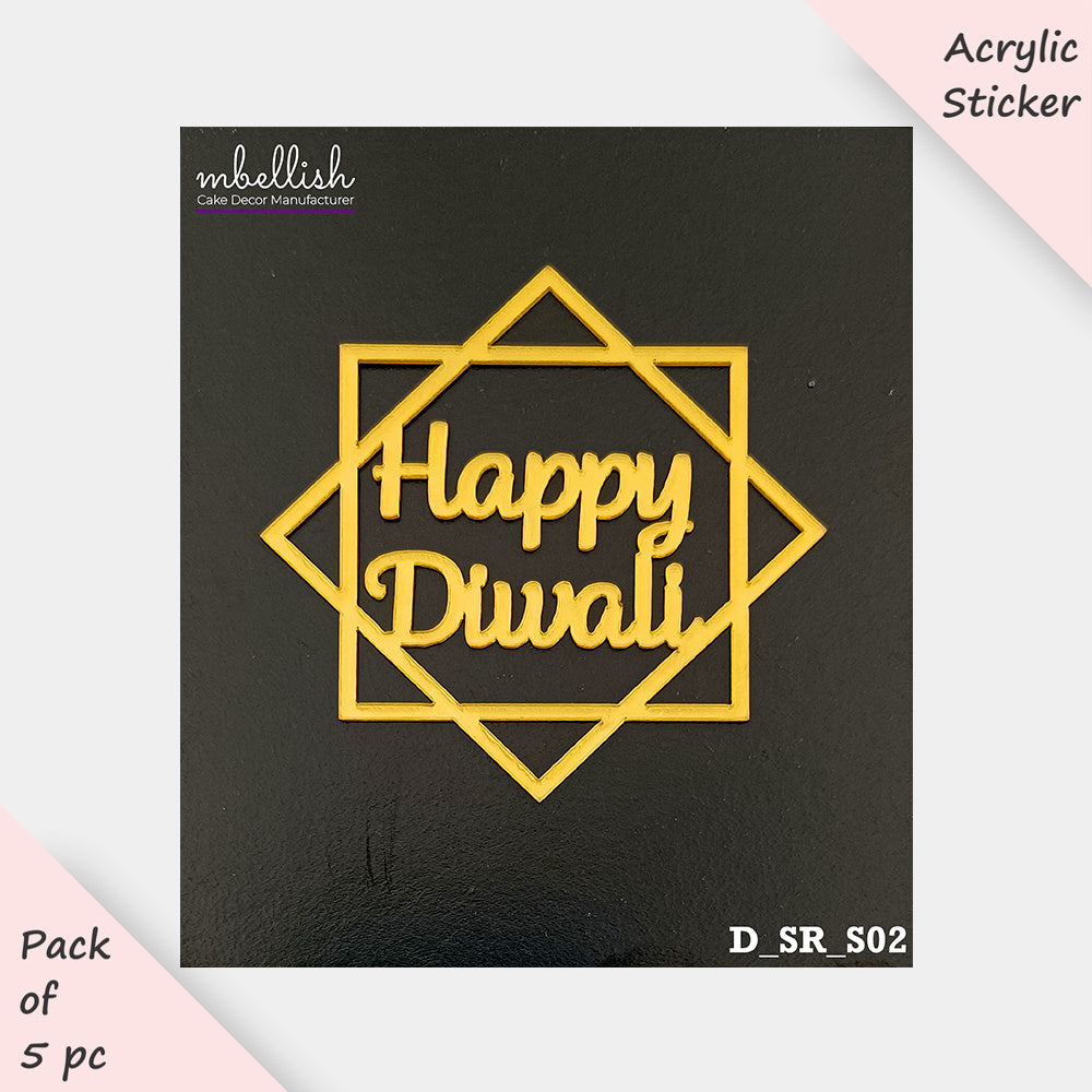 Diwali Acrylic Stickers, Small Size (3 inches ~), Pack of 5. SKU- D_SR_S02