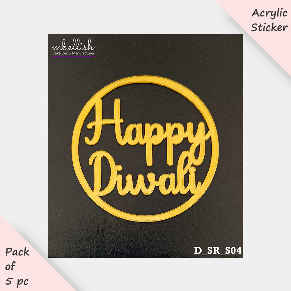 Diwali Acrylic Stickers, Small Size (3 inches ~), Pack of 5. SKU- D_SR_S04