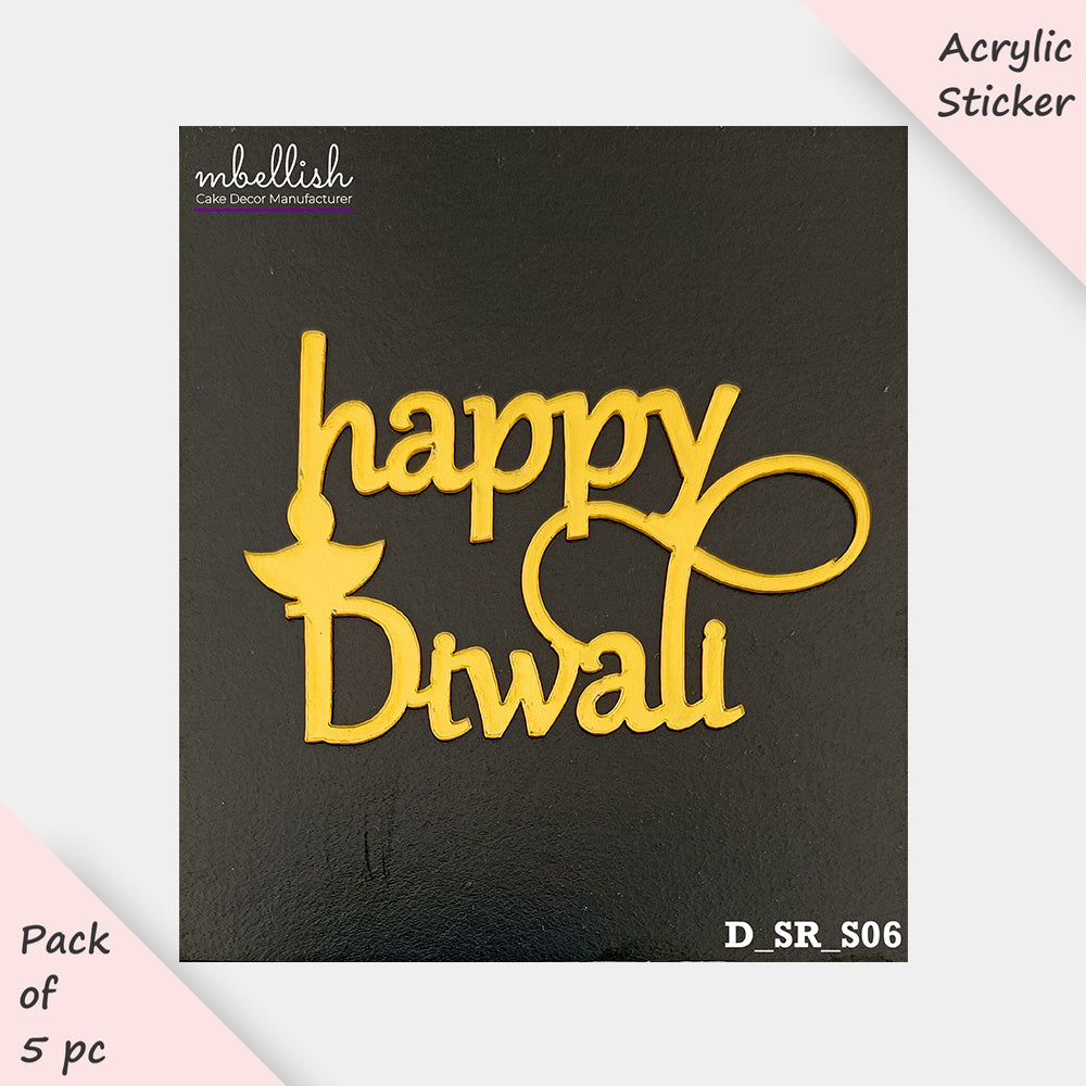 Diwali Acrylic Stickers, Small Size (3 inches ~), Pack of 5. SKU- D_SR_S06