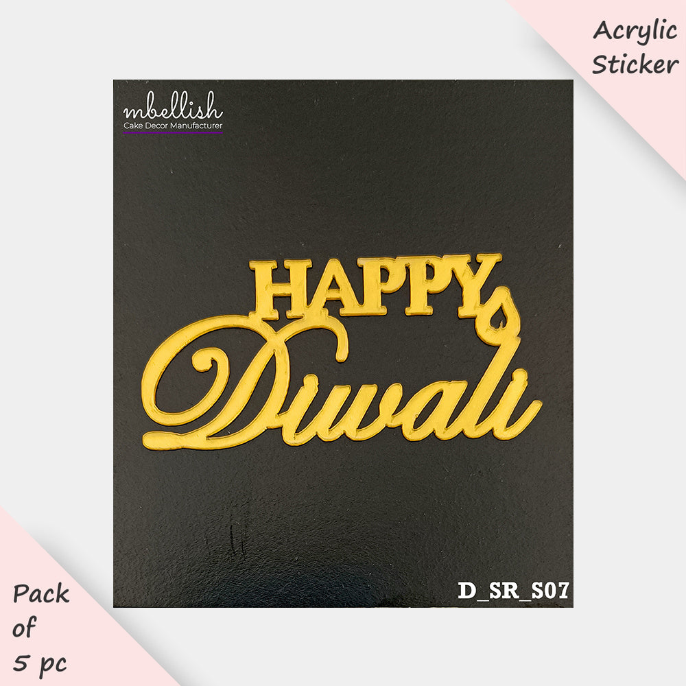 Diwali Acrylic Stickers, Small Size (3 inches ~), Pack of 5. SKU- D_SR_S07