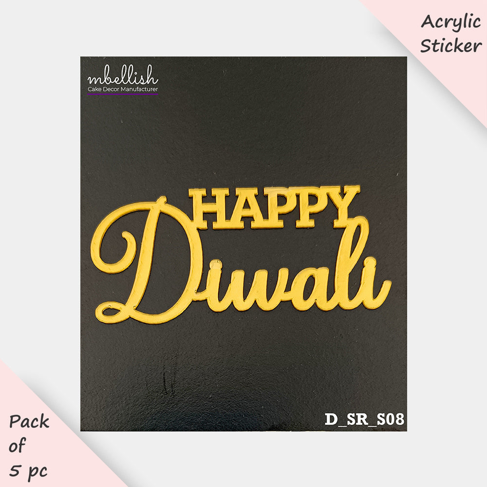 Diwali Acrylic Stickers, Small Size (3 inches ~), Pack of 5. SKU- D_SR_S08