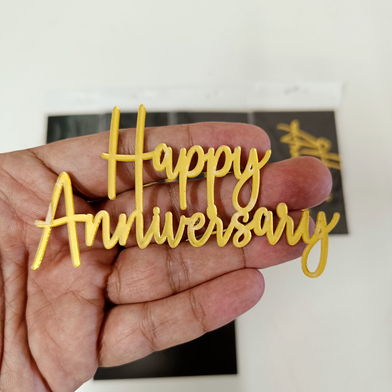 Assorted Happy Anniversary Acrylic Cake Charm | Stickless Cake Topper - Pack of 10 pcs