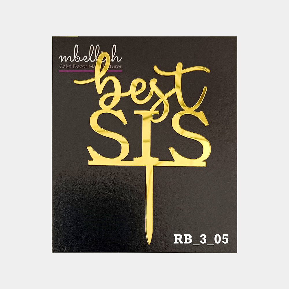 Best Sis Acrylic Cake Topper, Size - Small, Pack of 10, SKU-RB_3_05