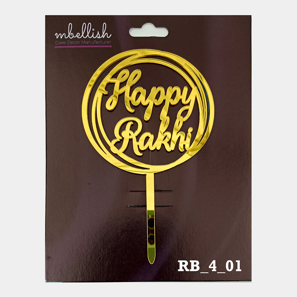 Happy Rakhi Acrylic Cake Topper, Size - Medium, Pack of 1, SKU- RB_4_01