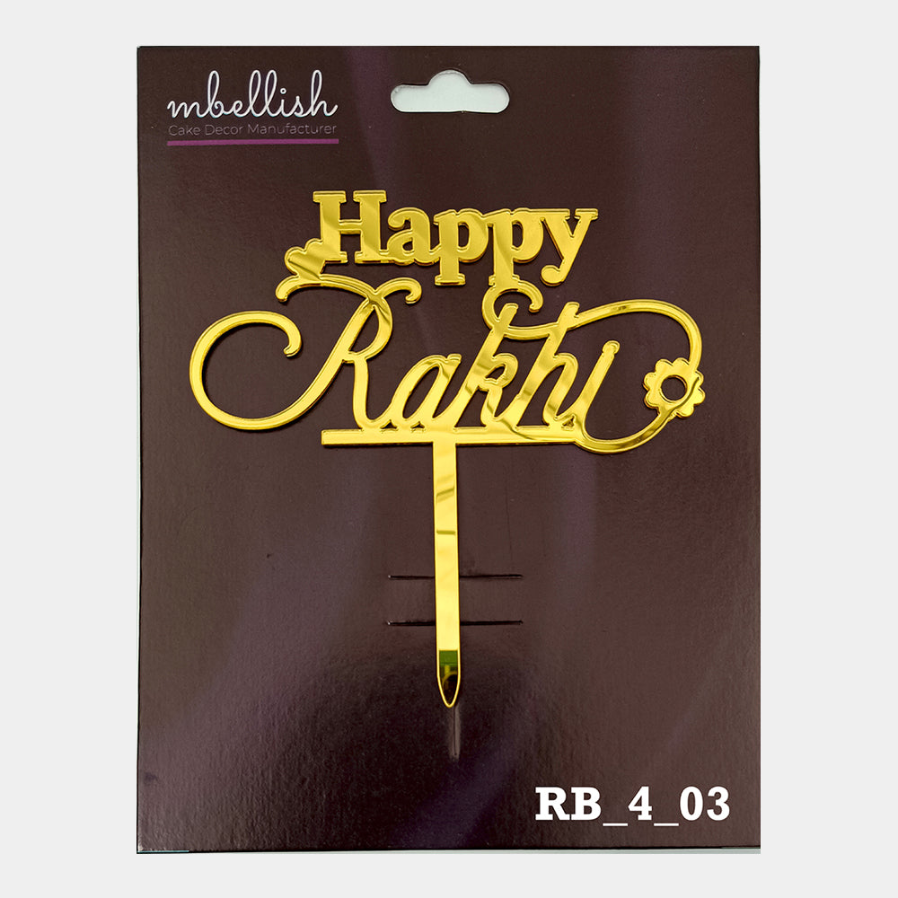 Happy Rakhi Acrylic Cake Topper, Size - Medium, Pack of 1, SKU- RB_4_03
