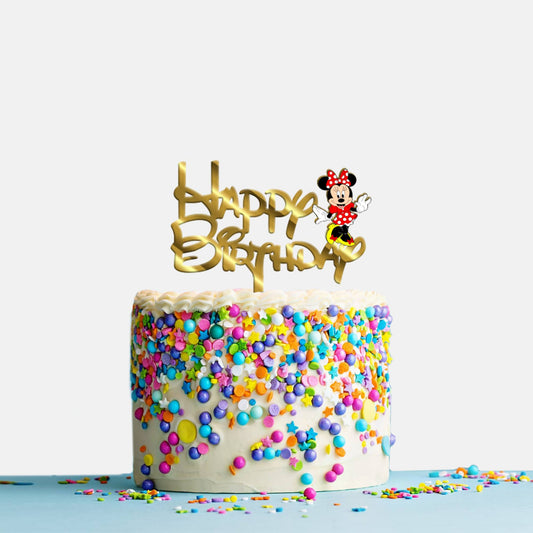 Happy Birthday Acrylic Cake Topper Minnie, Size - Medium, SKU-TR10463