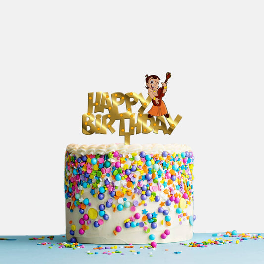 Happy Birthday Acrylic Cake Topper Chotta Bheem, Size - Medium SKU-TR10465