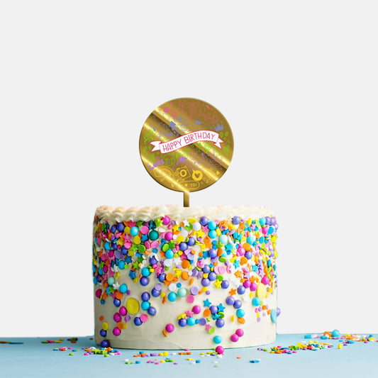 Happy Birthday Acrylic Cake Topper Doodle, Size - Medium SKU-TR10468