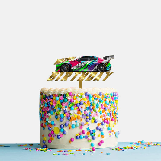 Happy Birthday Acrylic Cake Topper Sports Car, Size - Medium SKU-TR10469