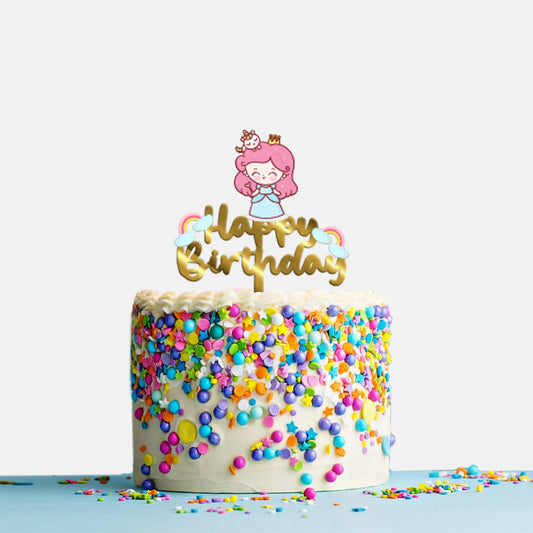 Happy Birthday Acrylic Cake Topper Twin Star, Size - Medium SKU-TR10475