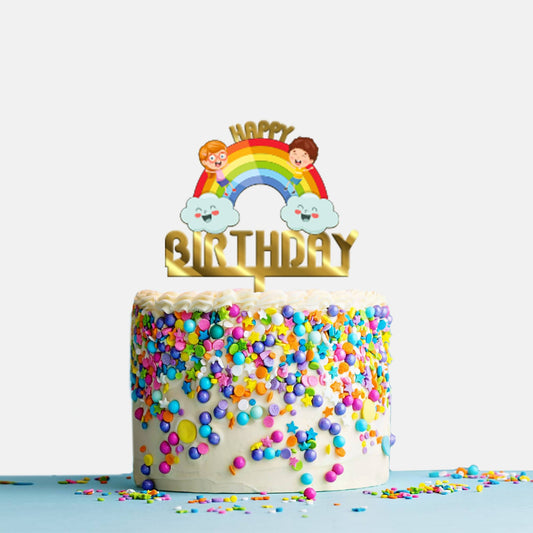 Happy Birthday Acrylic Cake Topper Rainbow Cloud, Size - Medium, SKU-TR10477