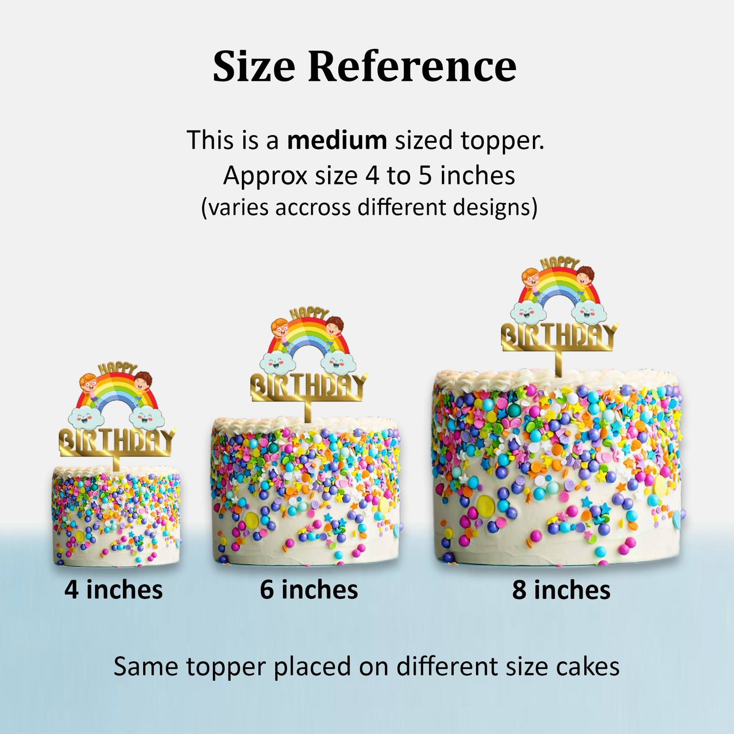 Happy Birthday Acrylic Cake Topper Rainbow Cloud, Size - Medium, SKU-TR10477