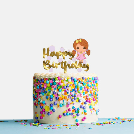 Happy Birthday Acrylic Cake Topper Doll, Size - Medium, SKU-TR10481
