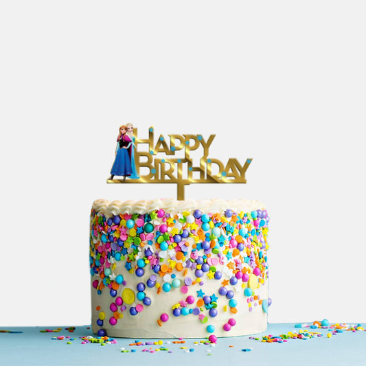 Happy Birthday Acrylic Cake Topper Frozen Princess, Size - Medium, SKU-TR10482