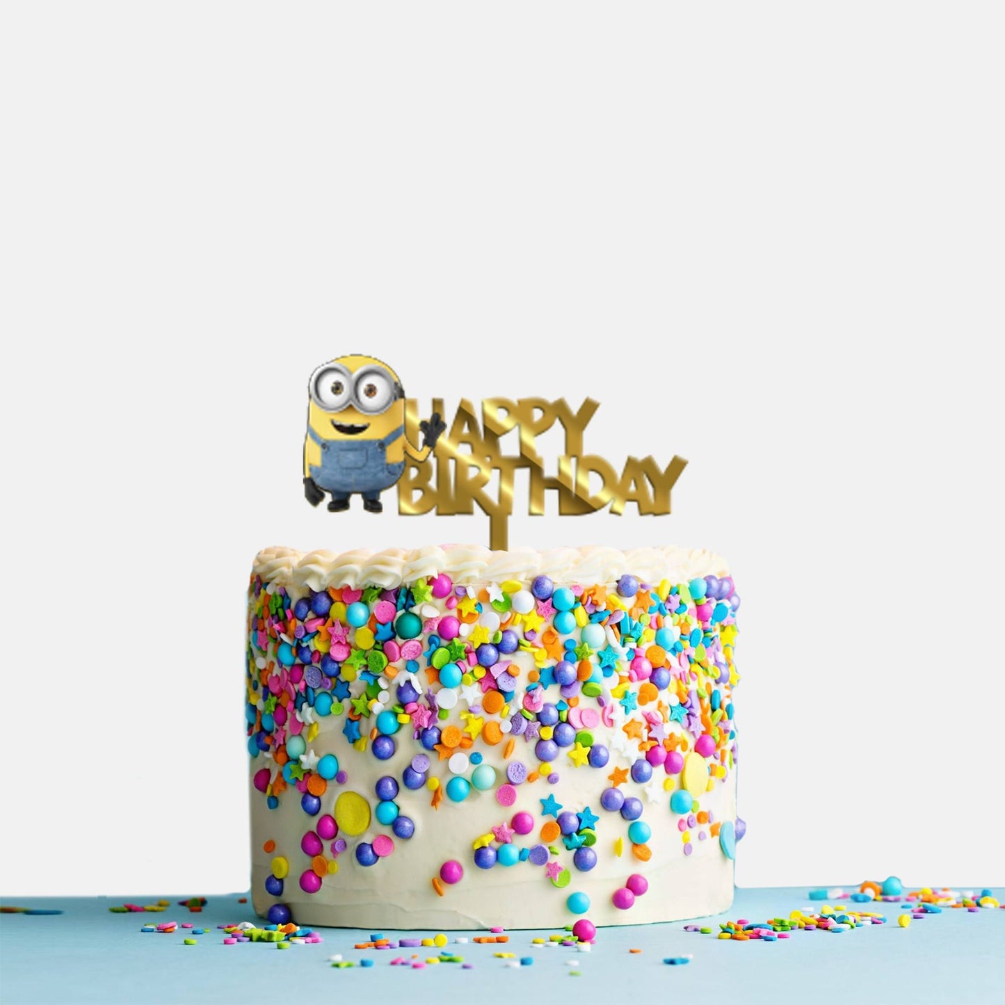 Happy Birthday Acrylic Cake Topper Minions, Size - Medium, SKU-TR10483