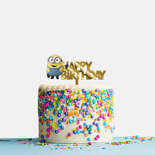 Happy Birthday Acrylic Cake Topper Minions, Size - Medium, SKU-TR10483