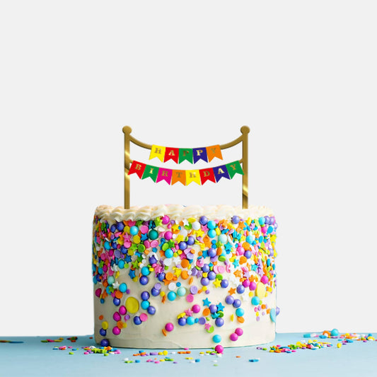 Happy Birthday Acrylic Cake Topper Bunting Banner, Size - Medium, SKU-TR10484