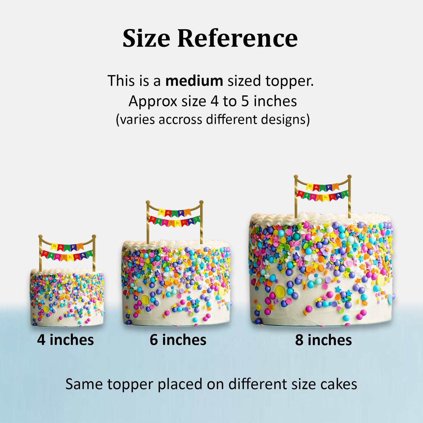 Happy Birthday Acrylic Cake Topper Bunting Banner, Size - Medium, SKU-TR10484