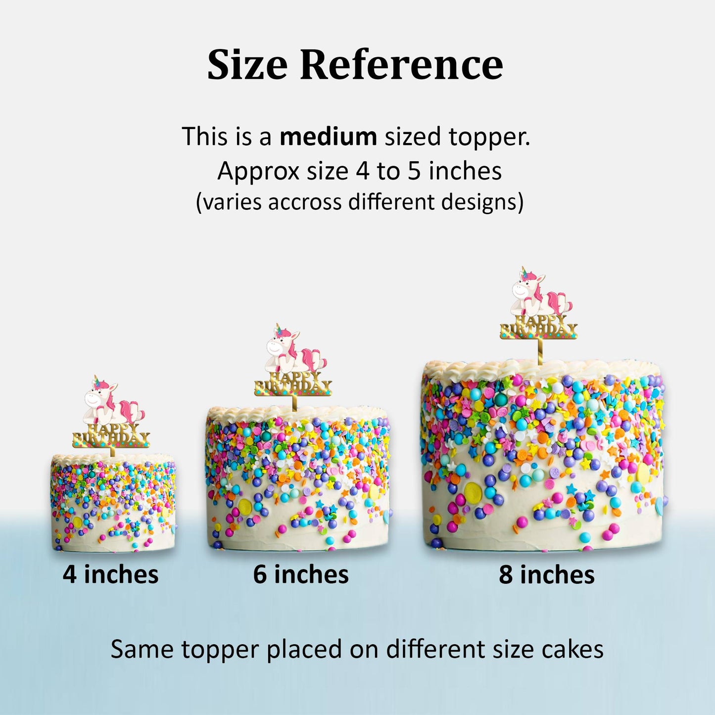 Happy Birthday Acrylic Cake Topper Unicorn, Size - Medium, SKU-TR10485