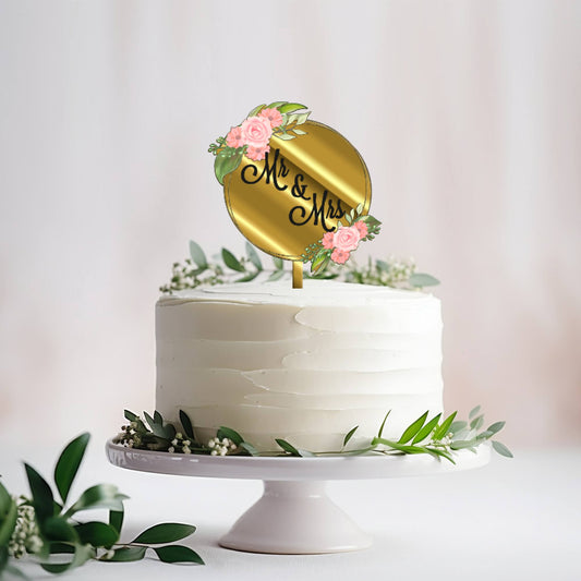 Happy Birthday Acrylic Cake Topper Frame Floral, Size - Medium, SKU-TR10489
