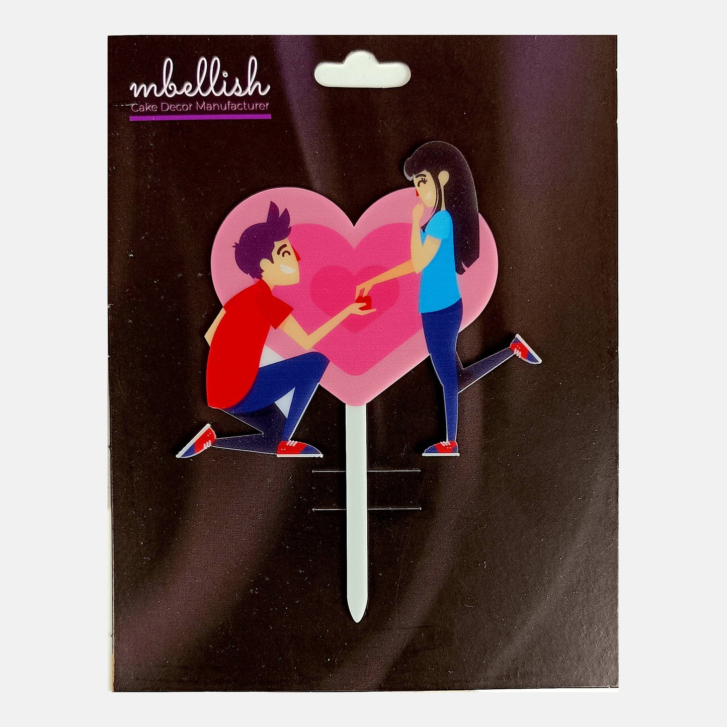 Couples Propose Engagement Acrylic Cake Topper, Size - Medium, SKU-TR10495