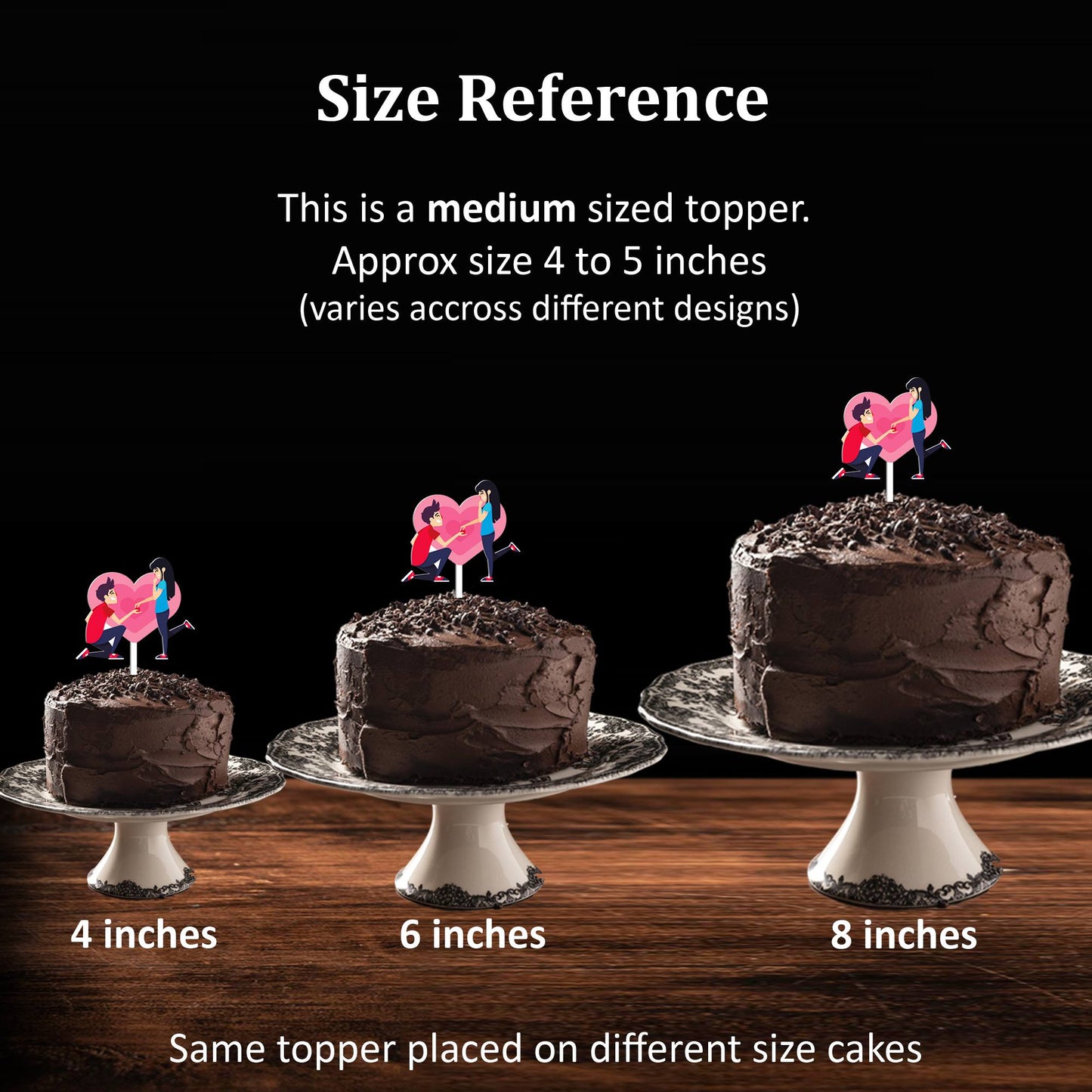 Couples Propose Engagement Acrylic Cake Topper, Size - Medium, SKU-TR10495