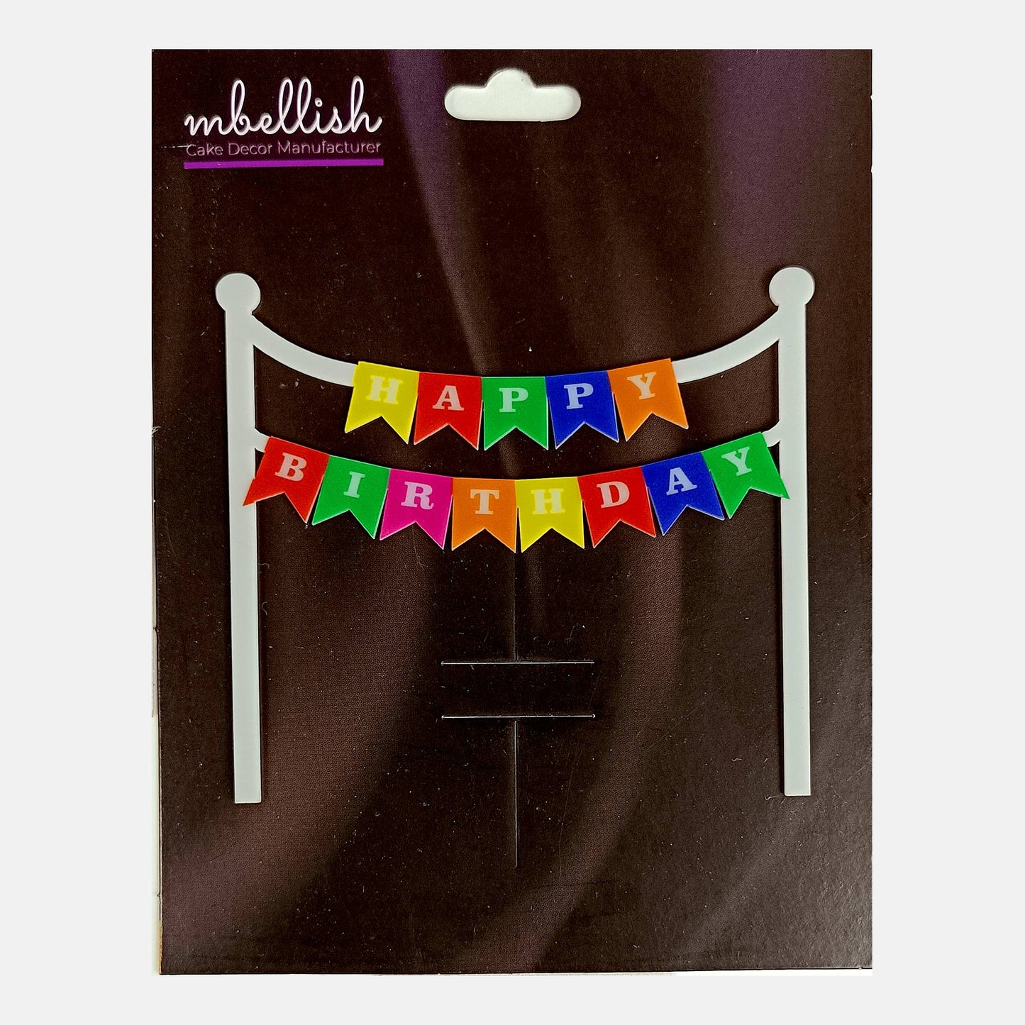 Happy Birthday Acrylic Cake Topper Bunting, Size - Medium, SKU-TR10499