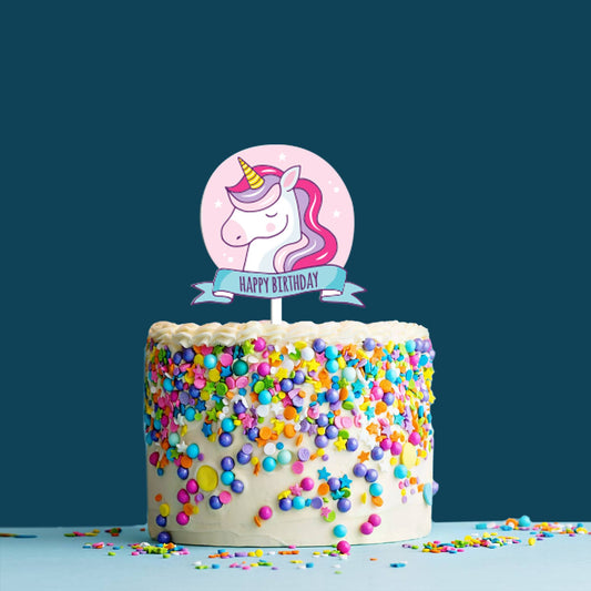 Happy Birthday Acrylic Cake Topper unicorn, Size - Medium, SKU-TR10502
