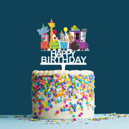 Happy Birthday Acrylic Cake Topper Toy Train, Size - Medium, SKU-TR10515