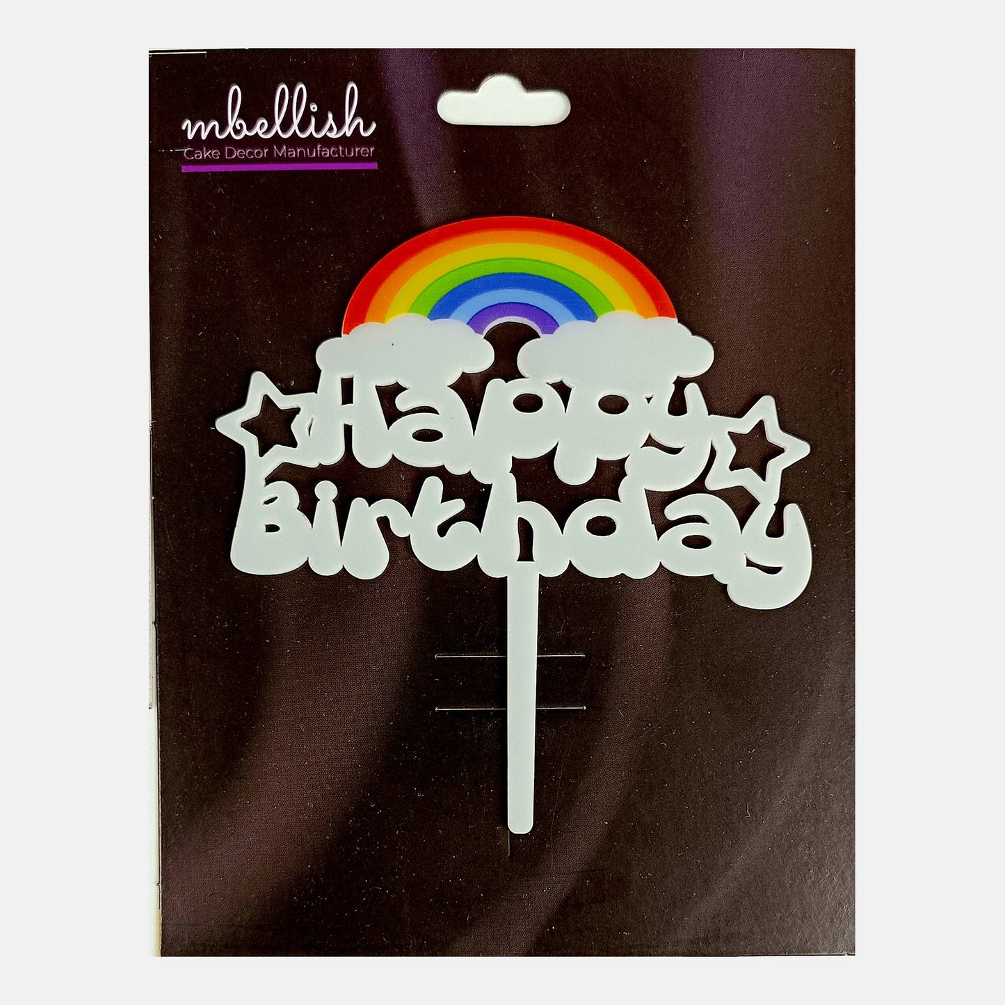 Happy Birthday Acrylic Cake Topper Rainbow, Size - Medium, SKU-TR10516