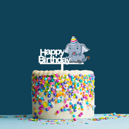 Happy Birthday Acrylic Cake Topper Dumbo Elephant, Size - Medium, SKU-TR10518