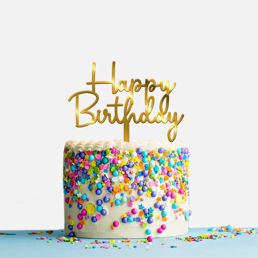 Happy Birthday Acrylic Cake Topper, Size - Medium, Pack of 1, SKU-TR10520