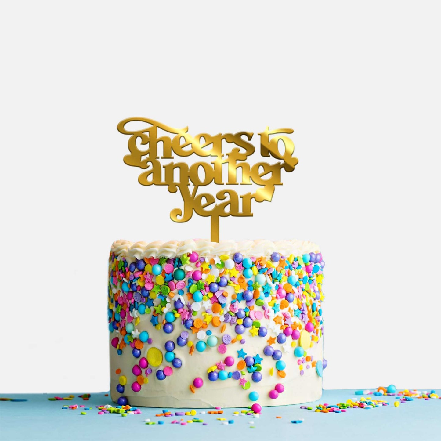 Cheers to another Year Acrylic Cake Topper, Size - Medium, Pack of 1, SKU-TR10535