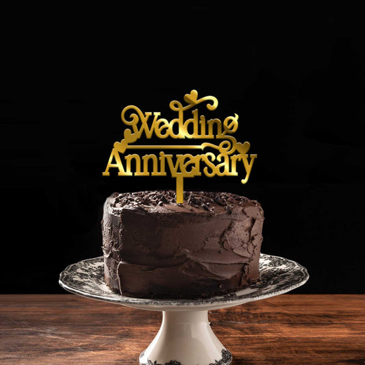 Happy Wedding Anniversary Acrylic Cake Topper, Size - Medium, Pack of 1, SKU-TR10558