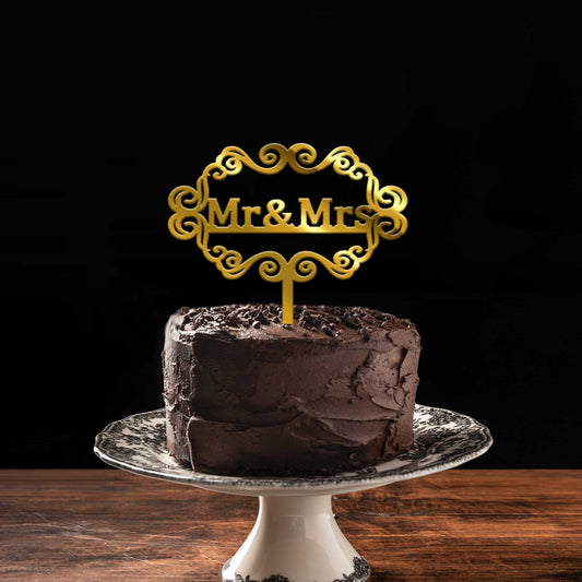 Mr & Mrs Acrylic Cake Topper, Size - Medium, Pack of 1, SKU-TR10562