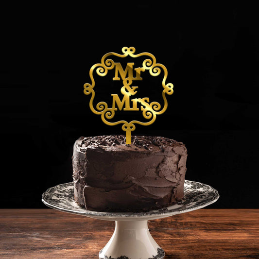 Mr & Mrs Acrylic Cake Topper, Size - Medium, Pack of 1, SKU-TR10563