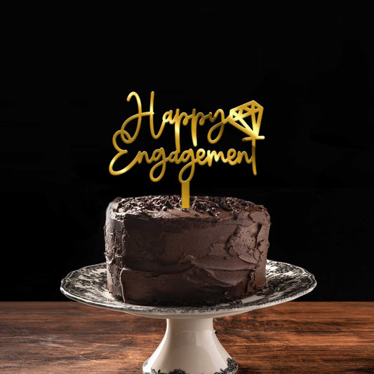 Happy Engagement Arcrylic Cake Topper, Size - Medium, Pack of 1, SKU-TR10564