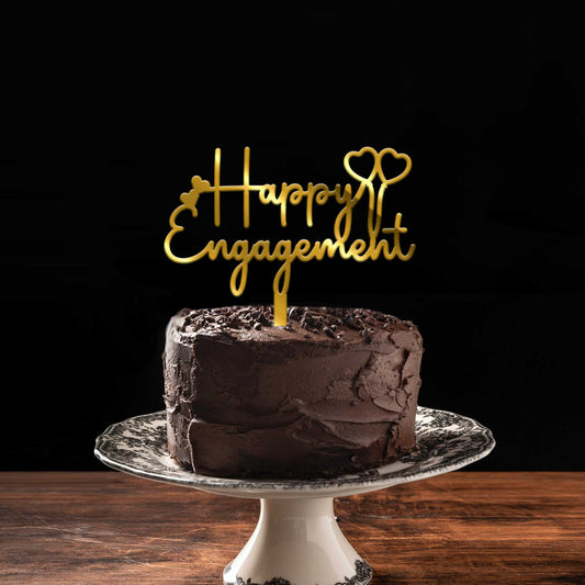 Happy Engagement Acrylic Cake Topper, Size - Medium, Pack of 1, SKU-TR10565