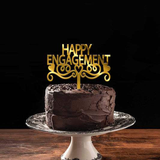 Happy Engagement Acrylic Cake Topper, Size - Medium, Pack of 1, SKU-TR10566