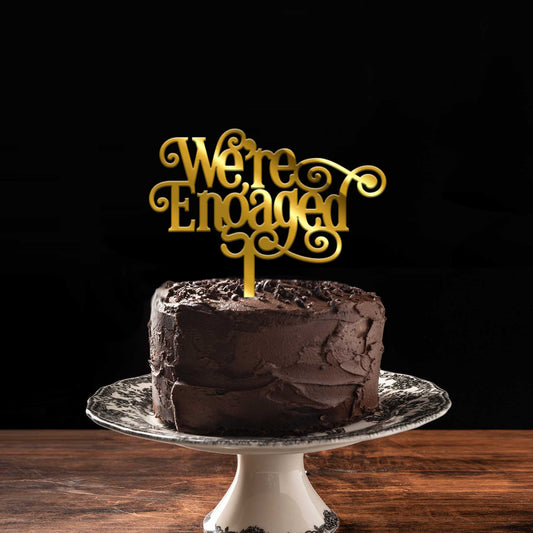 We're Engaged Acrylic Cake Topper, Size - Medium, Pack of 1, SKU-TR10568
