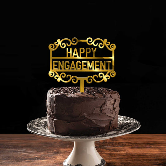 Happy Engagement Acrylic Cake Topper, Size - Medium, Pack of 1, SKU-TR10569