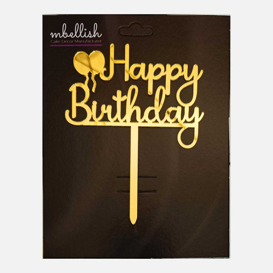 Happy Birthday Acrylic Cake Topper, Size - Medium, Pack of 1, SKU-TR10636
