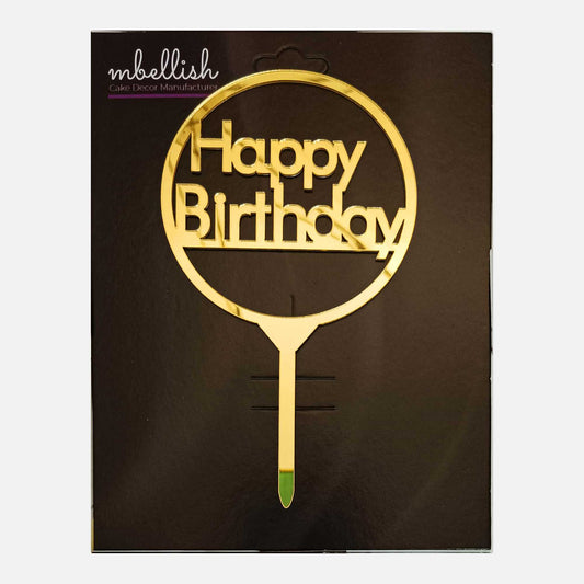 Happy Birthday Acrylic Cake Topper, Size - Medium, Pack of 1, SKU-TR10638