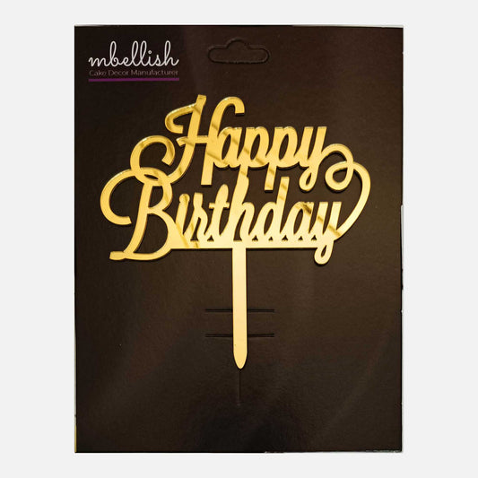 Happy Birthday Acrylic Cake Topper, Size - Medium, Pack of 1, SKU-TR10639