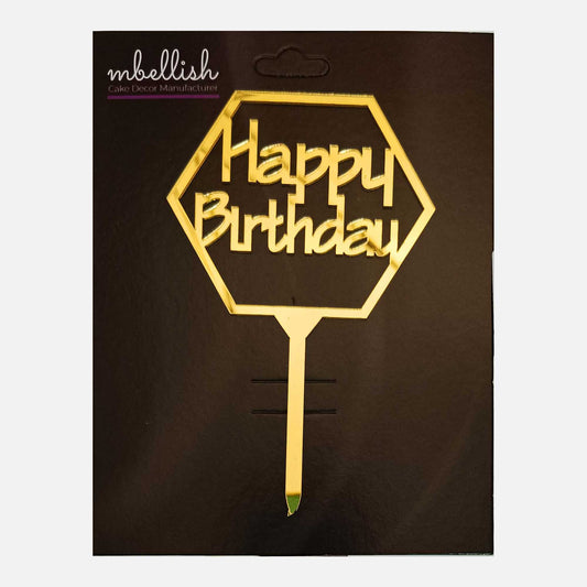 Happy Birthday Acrylic Cake Topper, Size - Medium, Pack of 1, SKU-TR10640
