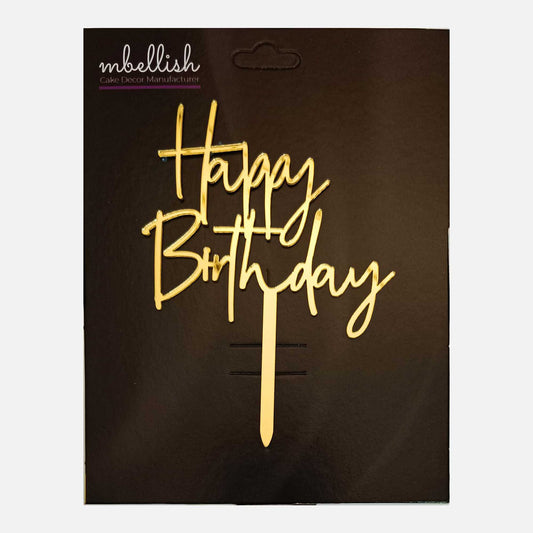 Happy Birthday Acrylic Cake Topper, Size - Medium, Pack of 1, SKU-TR10646