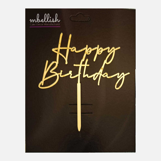 Happy Birthday Acrylic Cake Topper, Size - Medium, Pack of 1, SKU-TR10651
