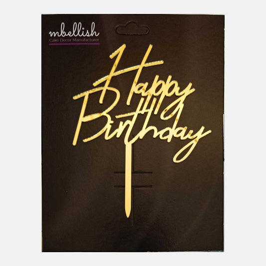Happy Birthday Acrylic Cake Topper, Size - Medium, Pack of 1, SKU-TR10657