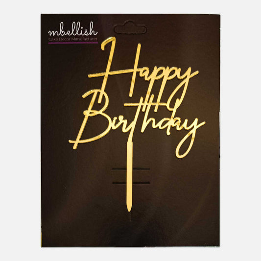 Happy Birthday Acrylic Cake Topper, Size - Medium, Pack of 1, SKU-TR10658