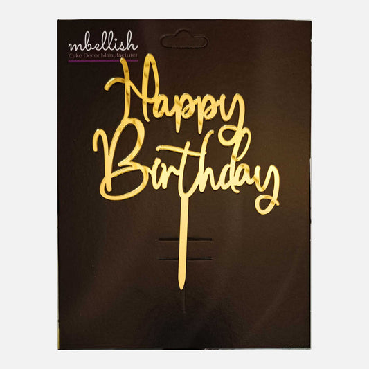 Happy Birthday Acrylic Cake Topper, Size - Medium, Pack of 1, SKU-TR10659
